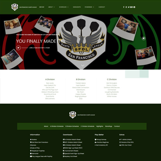 The San Francisco Darts League Website